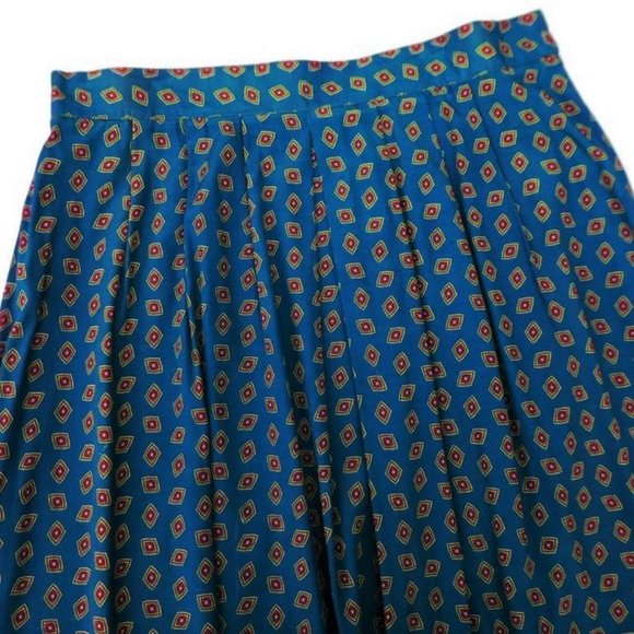 Vintage Dresses & Skirts - SOLD Vintage 80s Midi Skirt Prairie Farmhouse Elastic Back Zip Teal Blue USA 20W